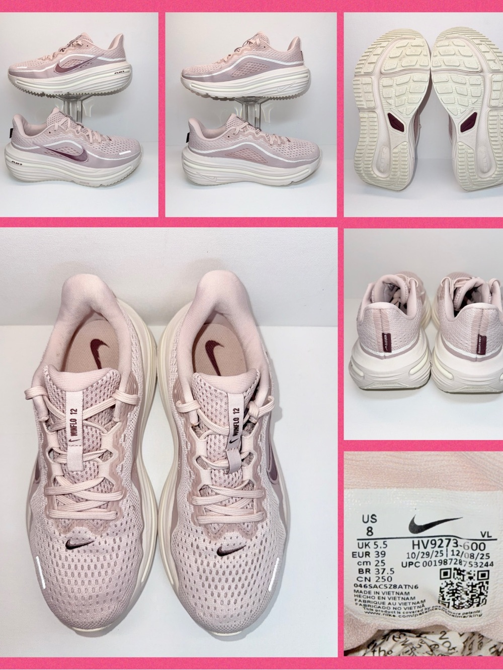 NIKE AIR WINFLO 12 Light Pink Athletic Running Shoes